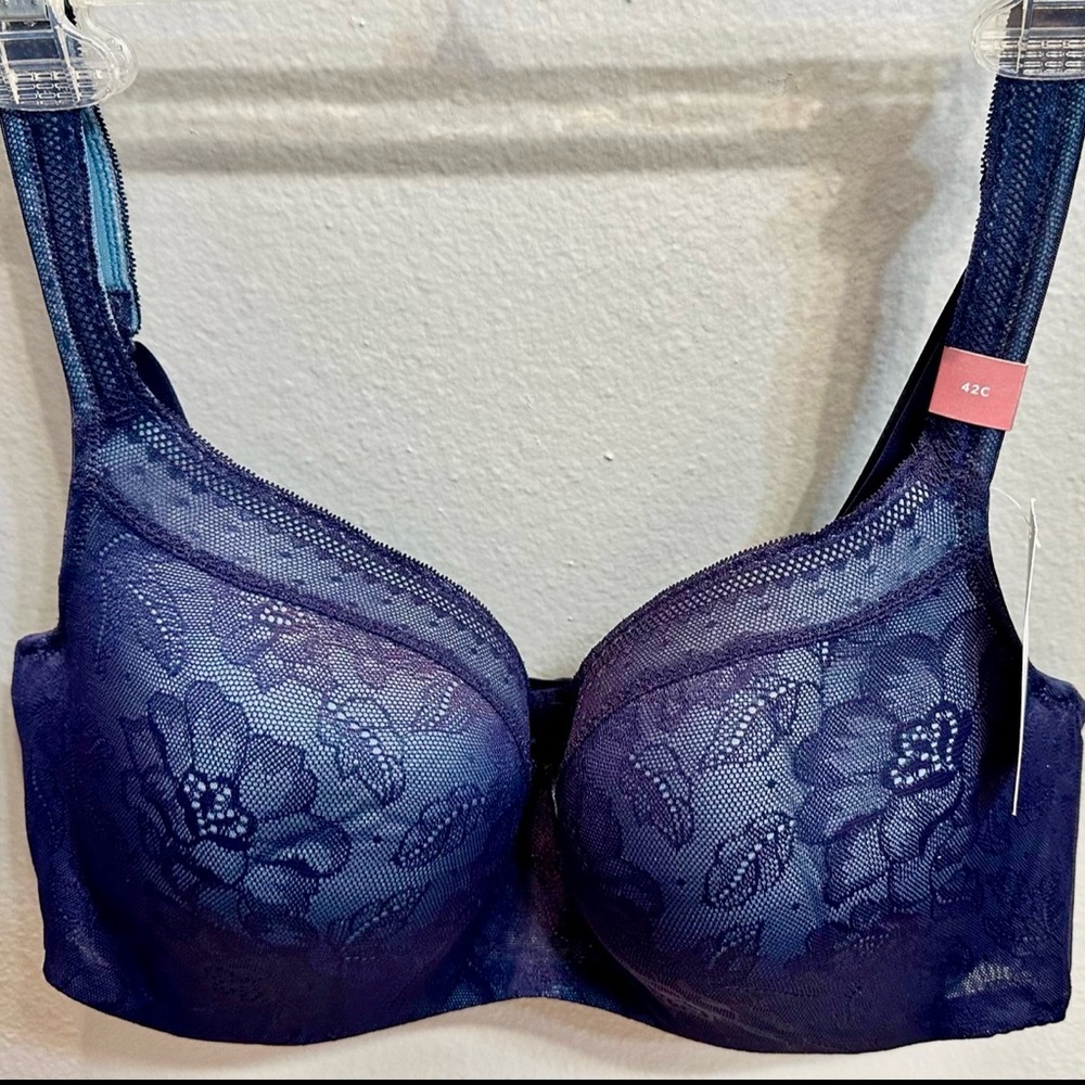 NEW W/TAGS Cacique Navy Blue Lightly Lined Underwire Balconette Bra - 42C